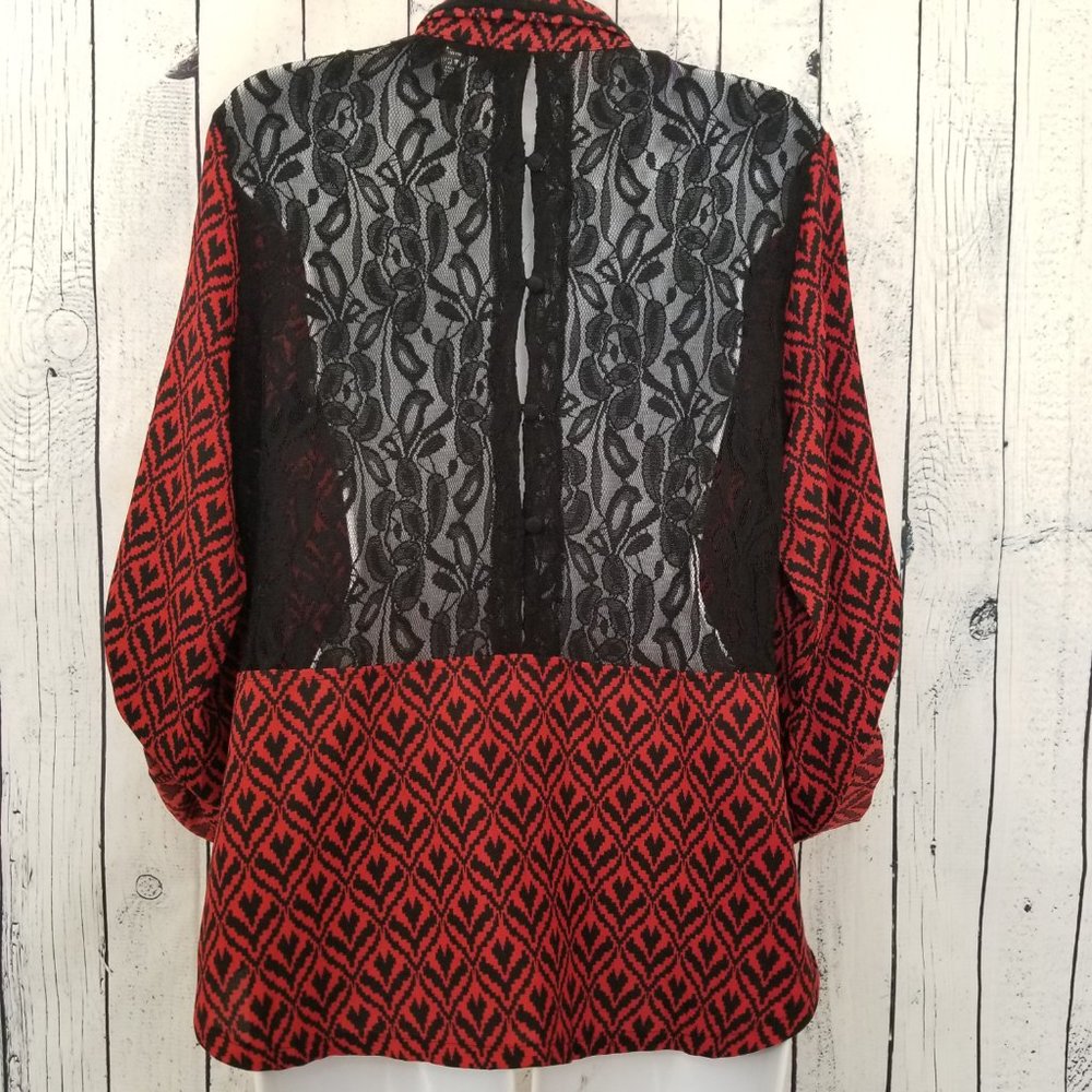 Black & Red Lace Blouse - Picture 5 of 8